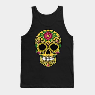 Celebrate Día de los Muertos with this colorful sugar skull art Tank Top